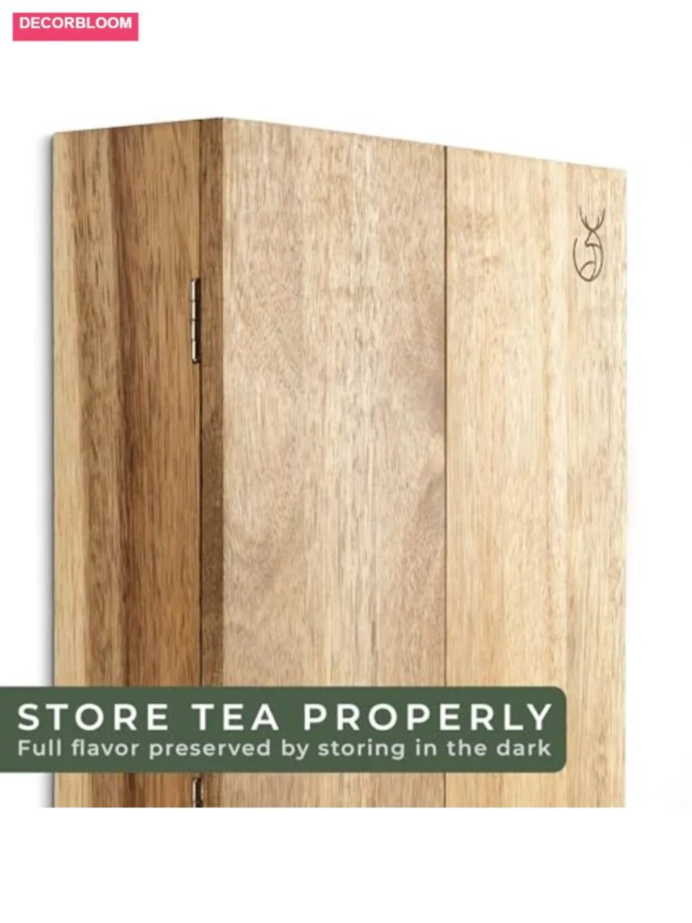 9-Compartment Solid Acacia Wood Tea Organizer Box with Wall Mount